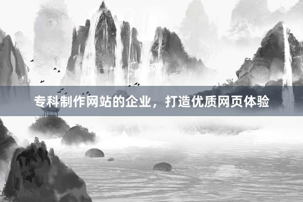 专科制作网站的企业，打造优质网页体验