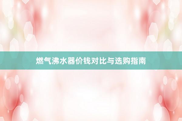 燃气沸水器价钱对比与选购指南